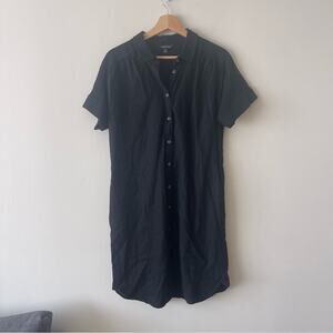 Well Worn Linen Blend Black Button-Up Shirt Mini Dress Women’s size M